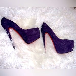 Rare Christian Louboutin platform watersnake suede Daffodil